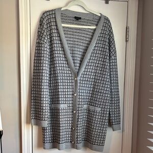 Talbots Gray Tweed Button-Front Cardigan